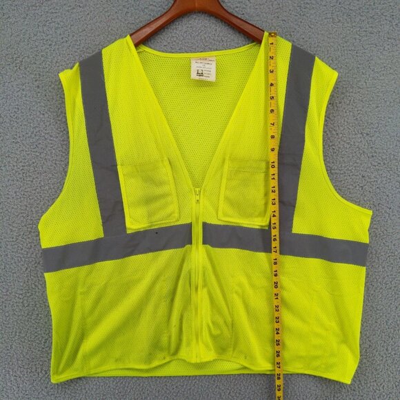 PIP Hi-Visibility Yellow Safety Vest Reflective Mesh Zip ANSI 107-2015 Type R 3X - Picture 8 of 14